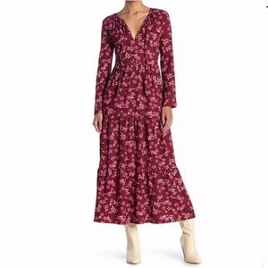 Free People Red Tiers Floral Maxi Dress